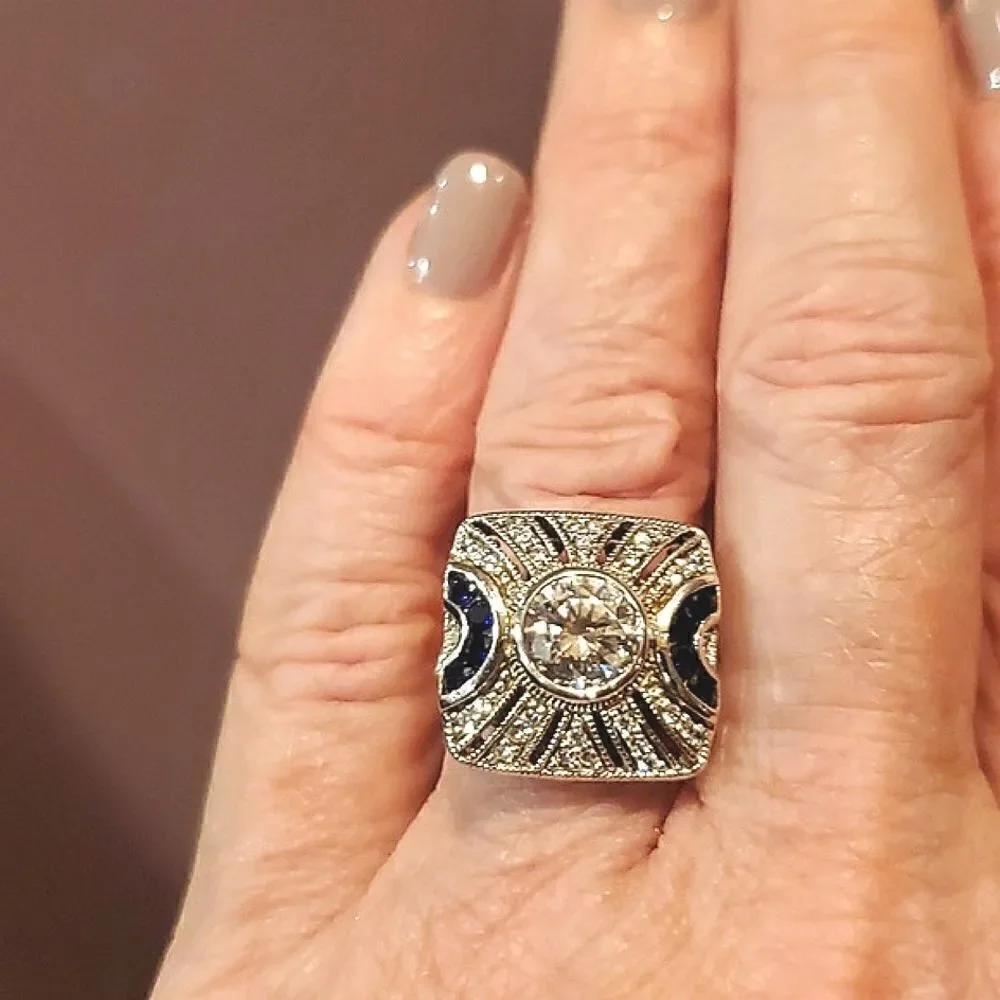 JOESEPH ESPOSITO, SAPPHIRE Diamonique Ring, Stamped ESPO,925,CZ,Sizs 5, NWOT!